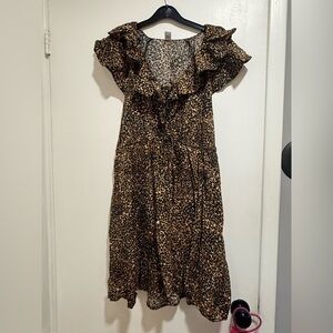 Old Navy Brown Leopard Midi Dress